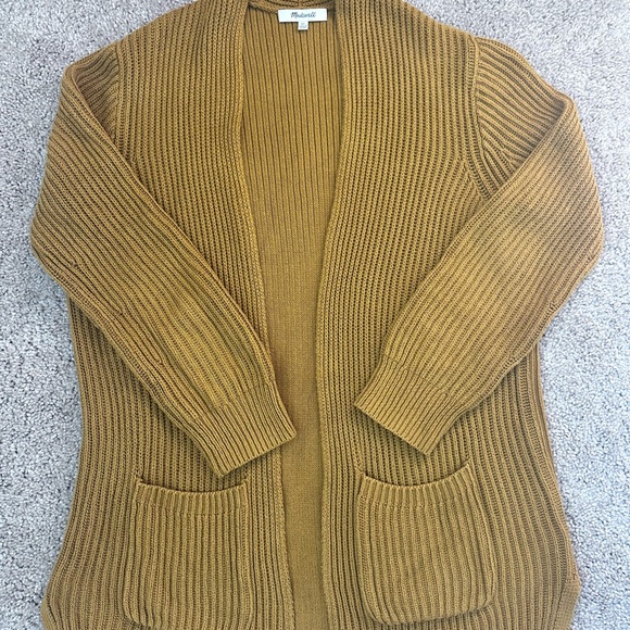 Madewell Open Cardigan with Pockets Mustard Yellow - Picture 2 of 11